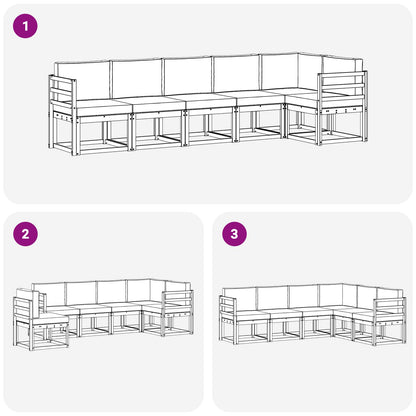 Set di divani da esterno 6 pcs Grigio Naturale e Chiaro