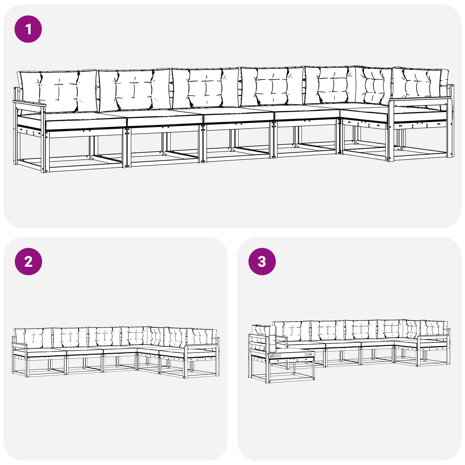 Set di divani da esterno 6 pcs Grigio Naturale e Chiaro | homemem39