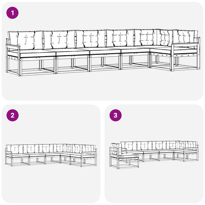 Set di divani da esterno 6 pcs Grigio Naturale e Chiaro | homemem39