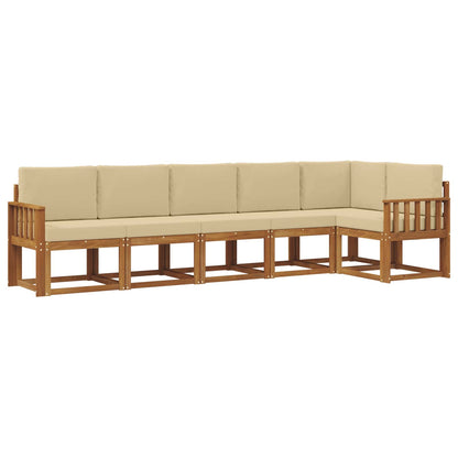 Set di divani da esterno con cuscino 6 pcs Naturale e Beige | homemem39