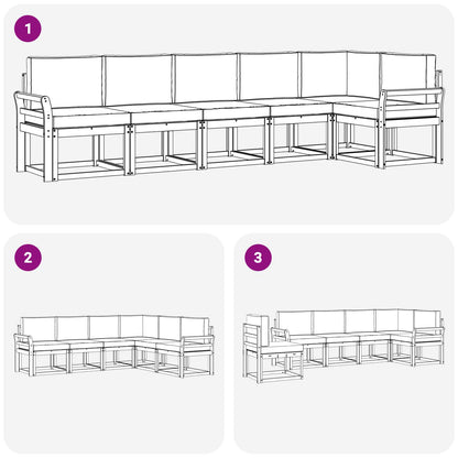 Set di divani da esterno 6 pcs Grigio Naturale e Chiaro | homemem39