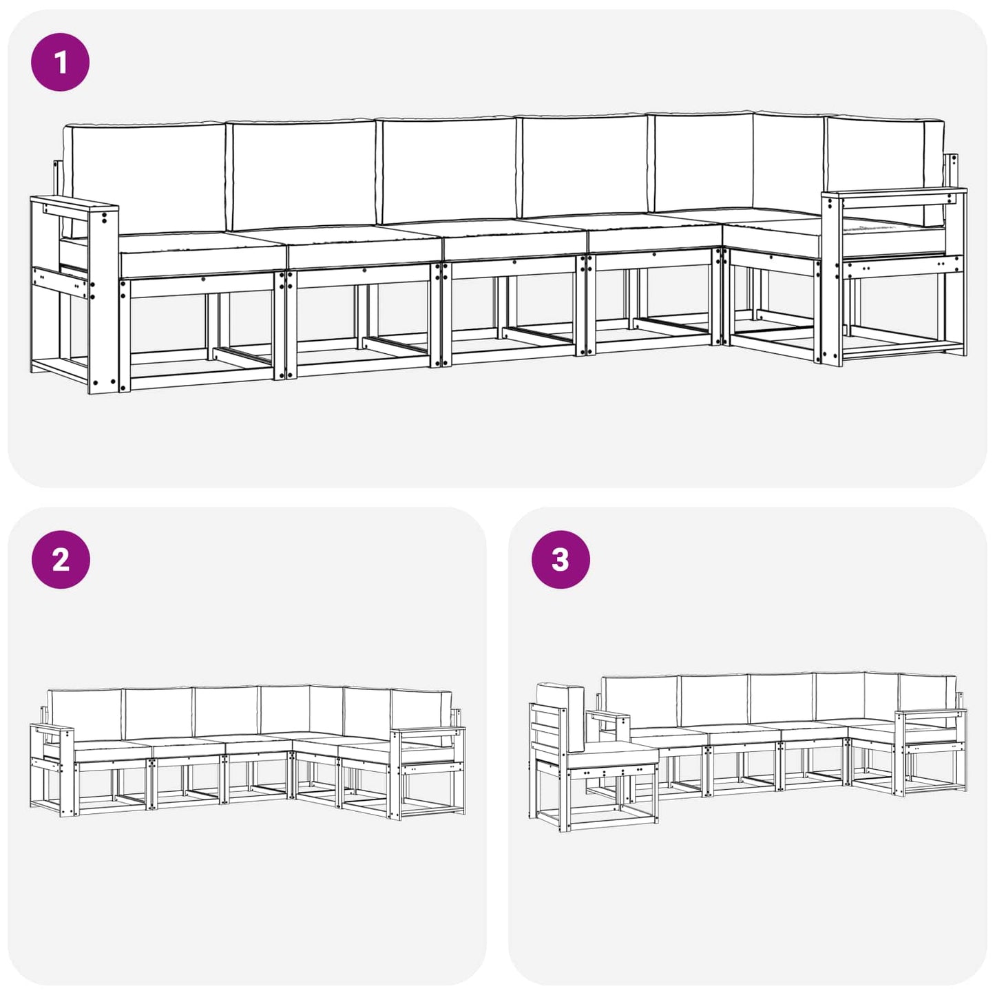 Set di divani da esterno 6 pcs Grigio Naturale e Chiaro | homemem39