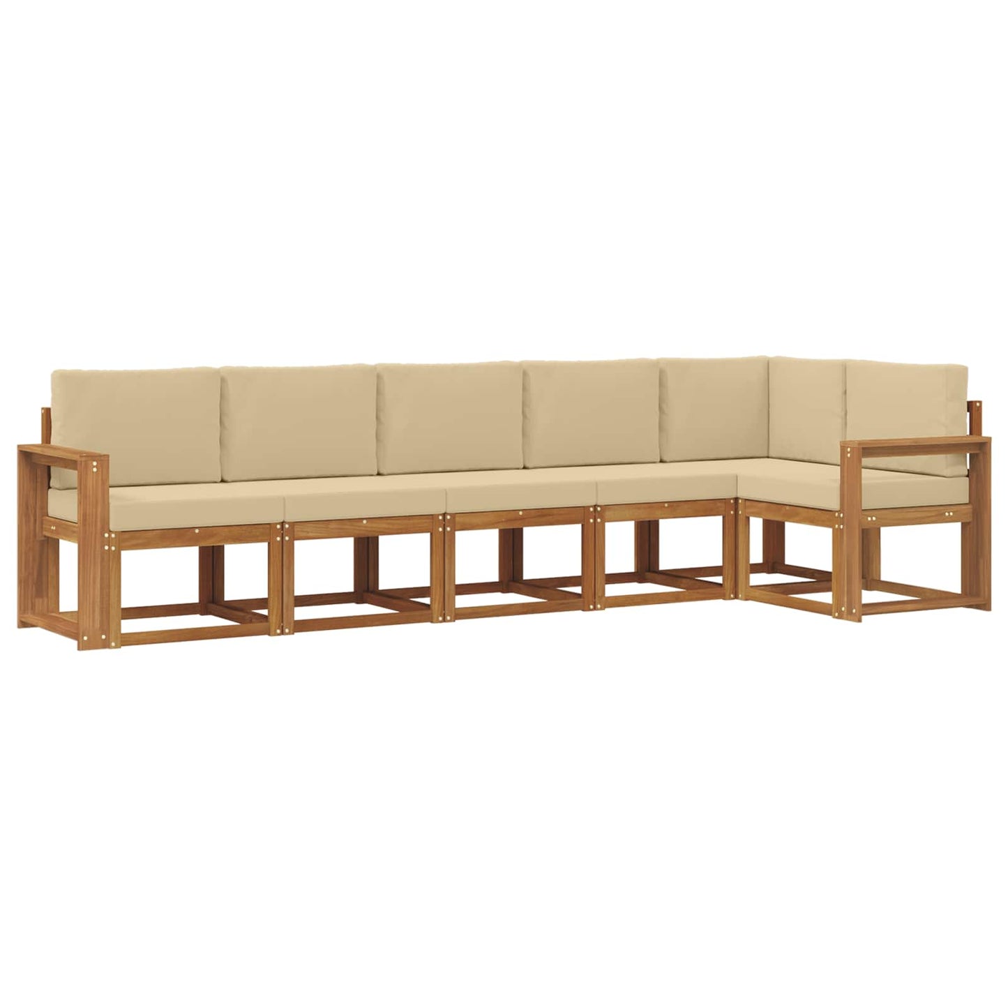 Set di divani da esterno con cuscino 6 pcs Naturale e Beige | homemem39