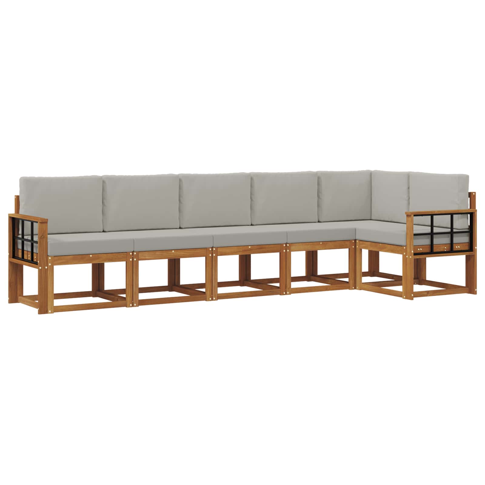 Set di divani da esterno 6 pcs Grigio Naturale e Chiaro | homemem39
