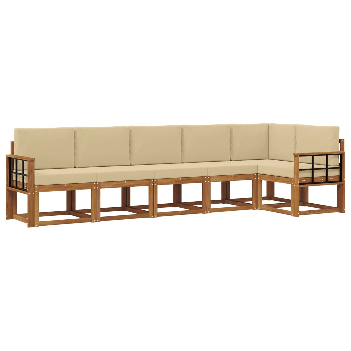 Set di divani da esterno con cuscino 6 pcs Naturale e Beige | homemem39