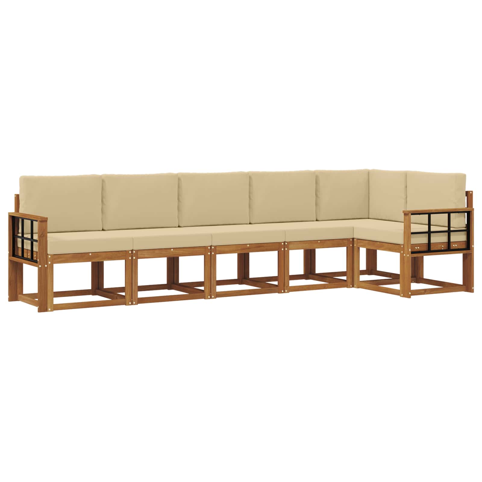 Set di divani da esterno con cuscino 6 pcs Naturale e Beige | homemem39