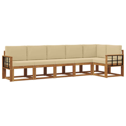 Set di divani da esterno con cuscino 6 pcs Naturale e Beige | homemem39