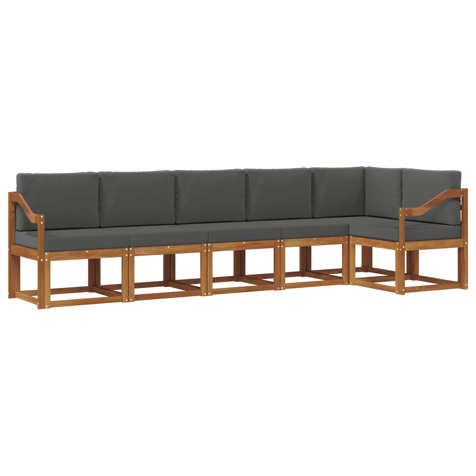 Set di divani da esterno con cuscino 6 pcs Naturale e Antracite | homemem39