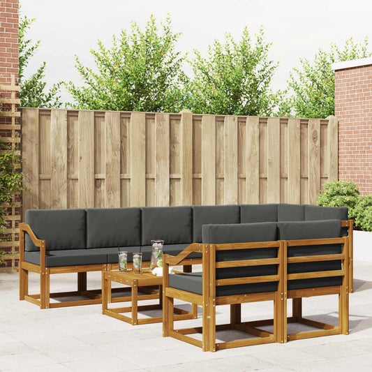 Set di divani da esterno con cuscino 9 pcs Naturale e Antracite | homemem39