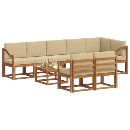 Set di divani da esterno con cuscino 9 pcs Naturale e Beige | homemem39