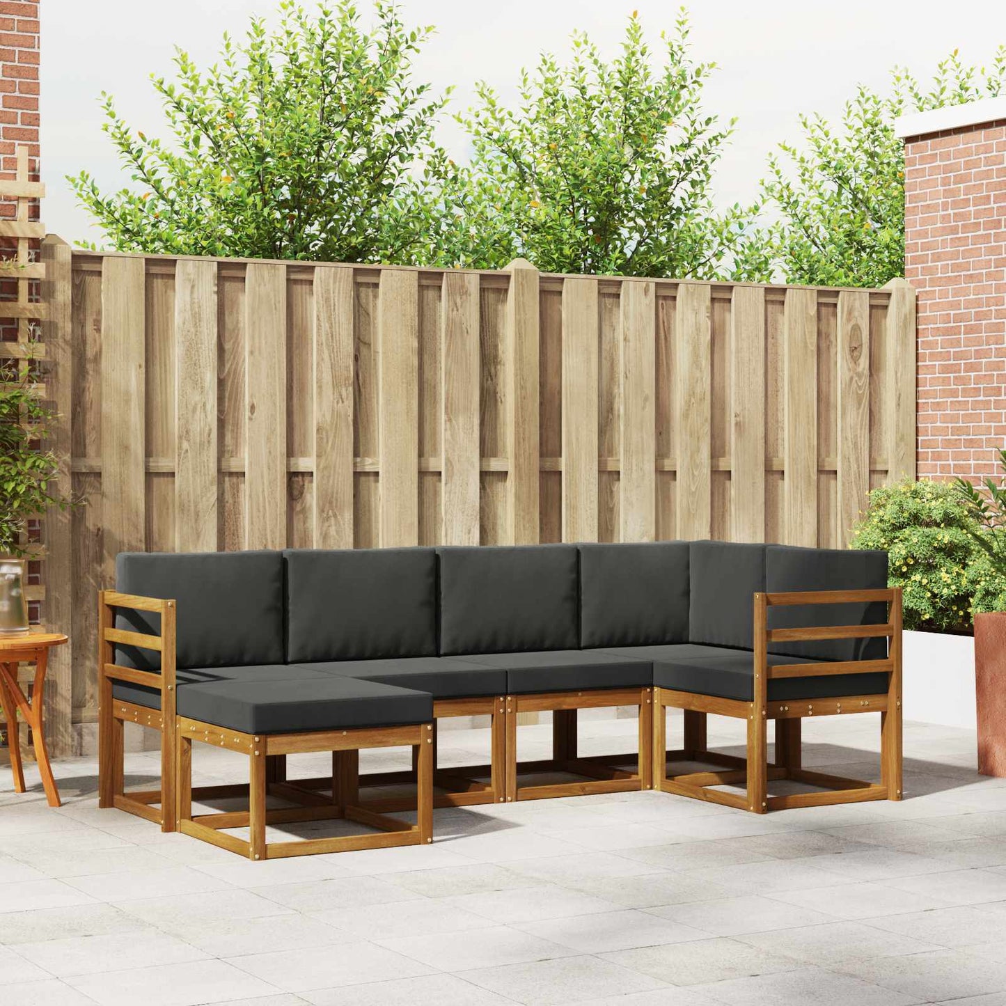 Set di divani da esterno con cuscino 6 pcs Naturale e Antracite | homemem39