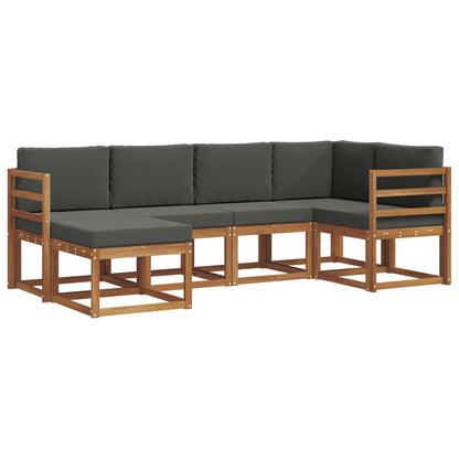 Set di divani da esterno con cuscino 6 pcs Naturale e Antracite | homemem39