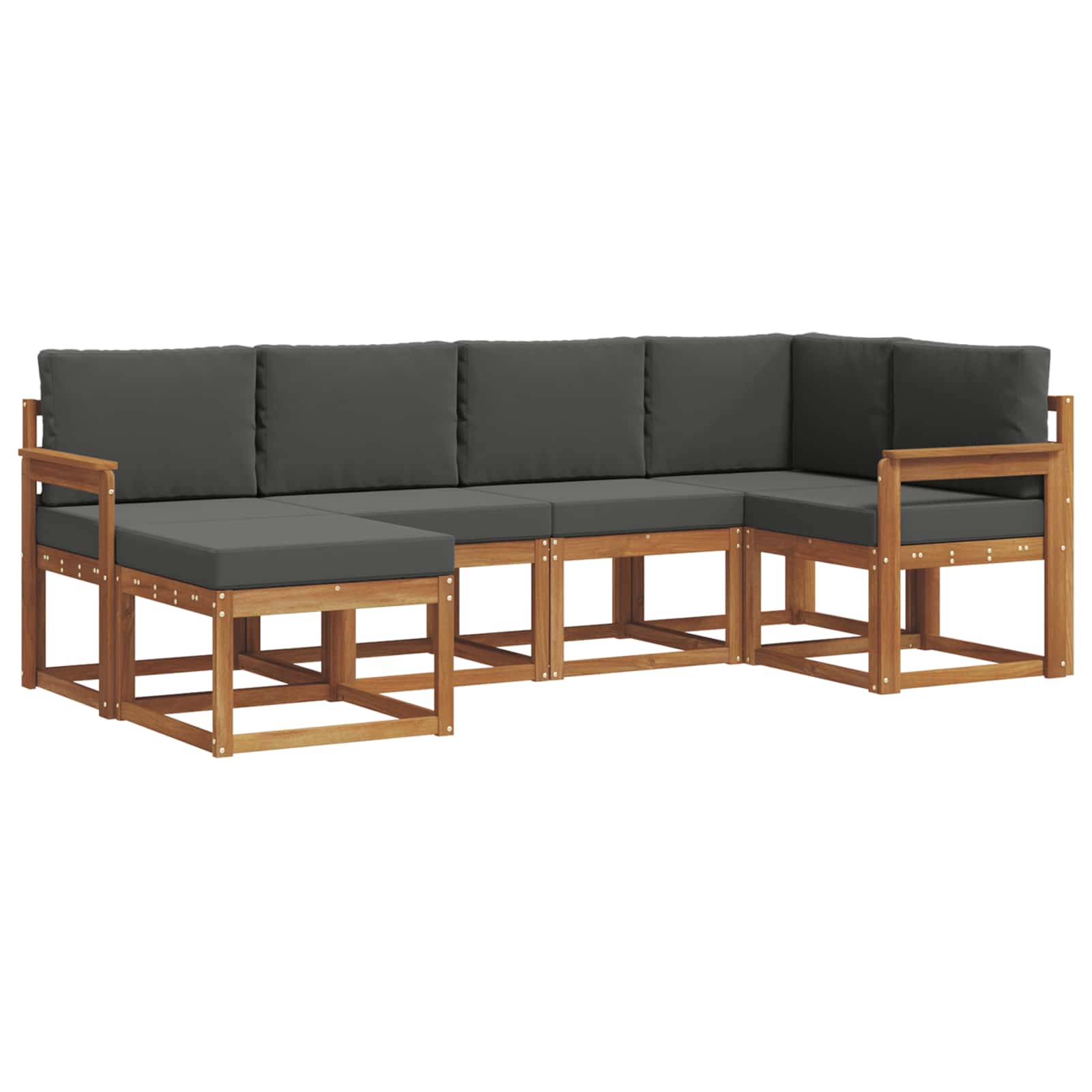 Set di divani da esterno con cuscino 6 pcs Naturale e Antracite | homemem39