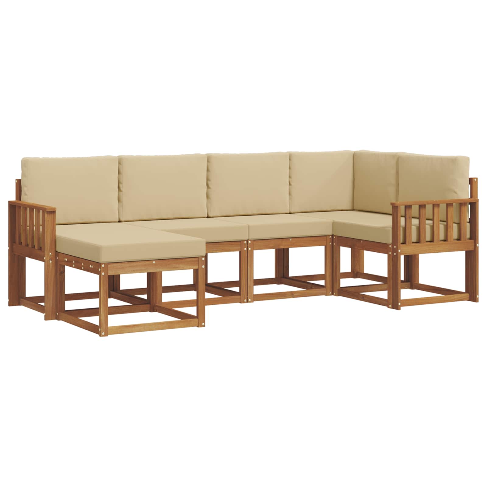Set di divani da esterno con cuscino 6 pcs Naturale e Beige | homemem39
