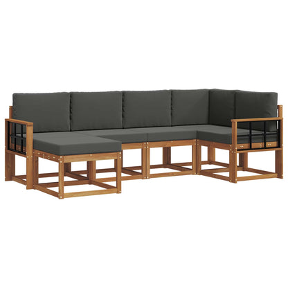 Set di divani da esterno con cuscino 6 pcs Naturale e Antracite | homemem39
