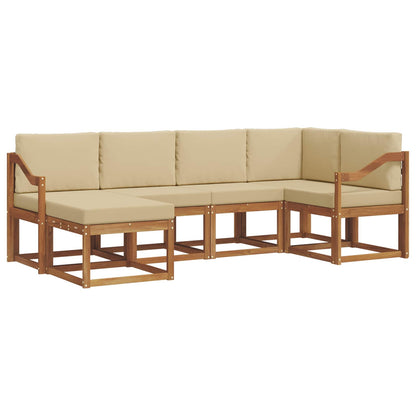 Set di divani da esterno con cuscino 6 pcs Naturale e Beige | homemem39