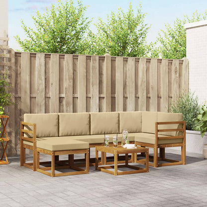 Set di divani da esterno con cuscino 7 pcs Naturale e Beige | homemem39