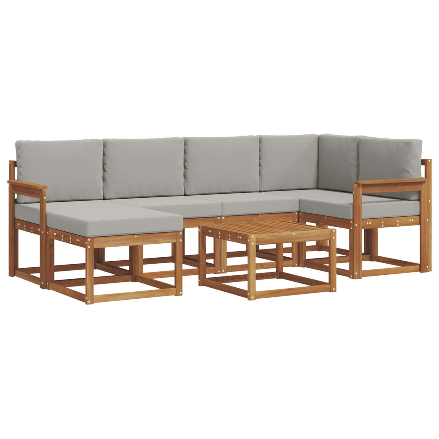 Set di divani da esterno 7 pcs Grigio Naturale e Chiaro | homemem39