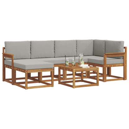 Set di divani da esterno 7 pcs Grigio Naturale e Chiaro | homemem39