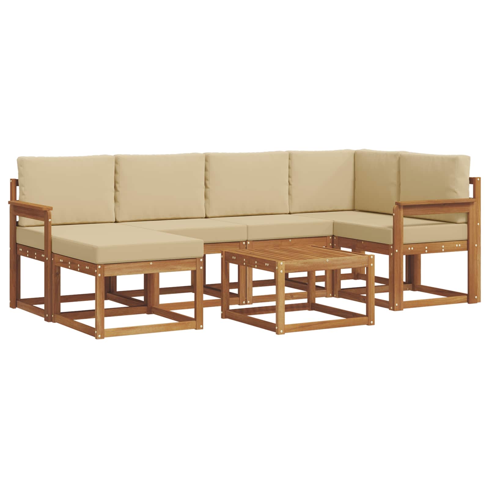 Set di divani da esterno con cuscino 7 pcs Naturale e Beige | homemem39
