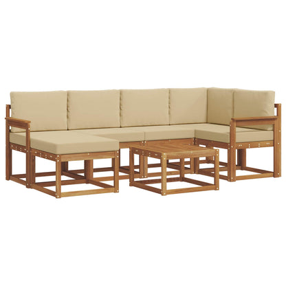 Set di divani da esterno con cuscino 7 pcs Naturale e Beige | homemem39