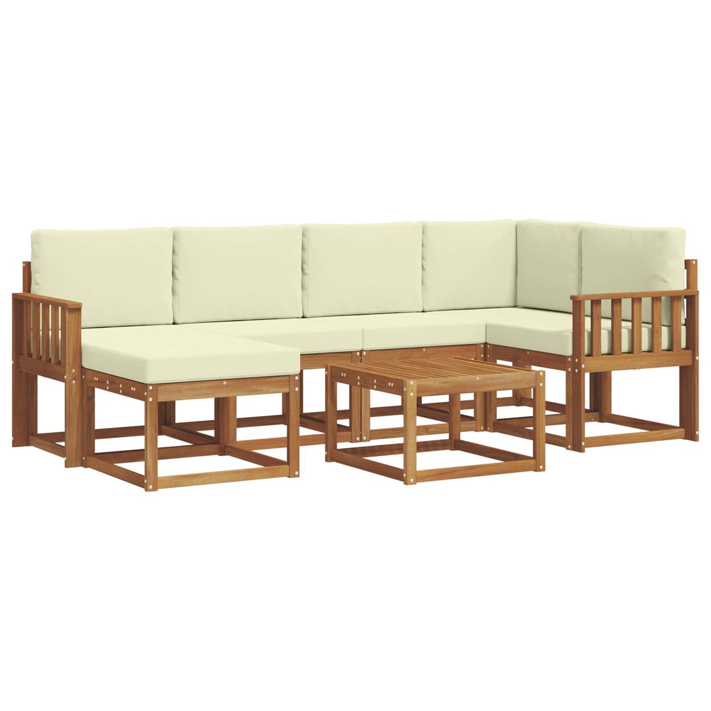 Set di divani da esterno con cuscino 7 pcs Naturale e Crema | homemem39
