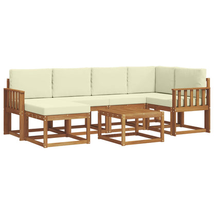 Set di divani da esterno con cuscino 7 pcs Naturale e Crema | homemem39