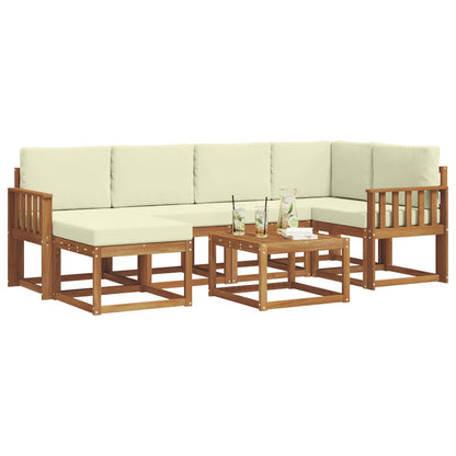 Set di divani da esterno con cuscino 7 pcs Naturale e Crema | homemem39