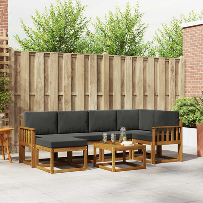 Set di divani da esterno con cuscino 7 pcs Naturale e Antracite