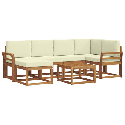 Set di divani da esterno con cuscino 7 pcs Naturale e Crema | homemem39