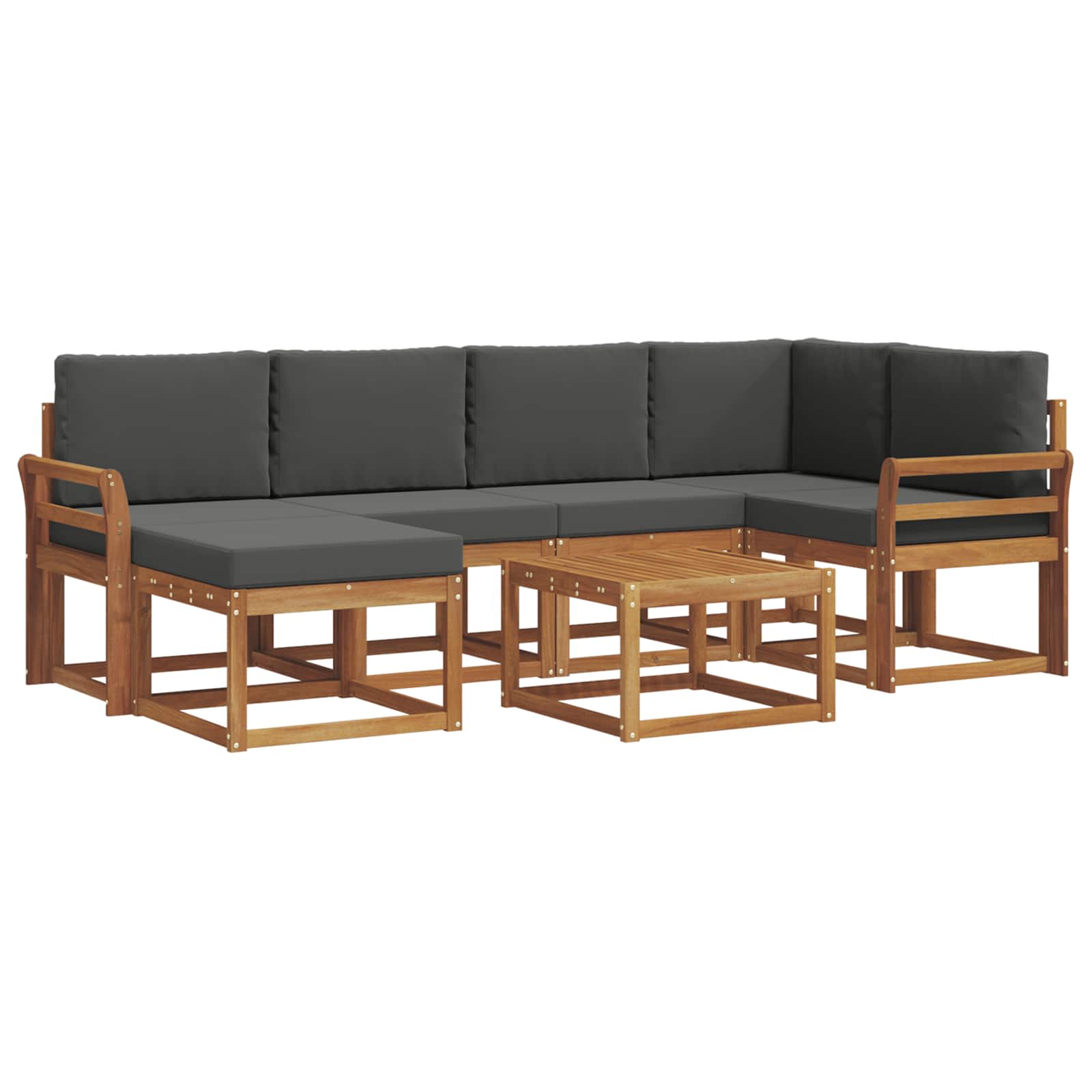 Set di divani da esterno con cuscino 7 pcs Naturale e Antracite | homemem39