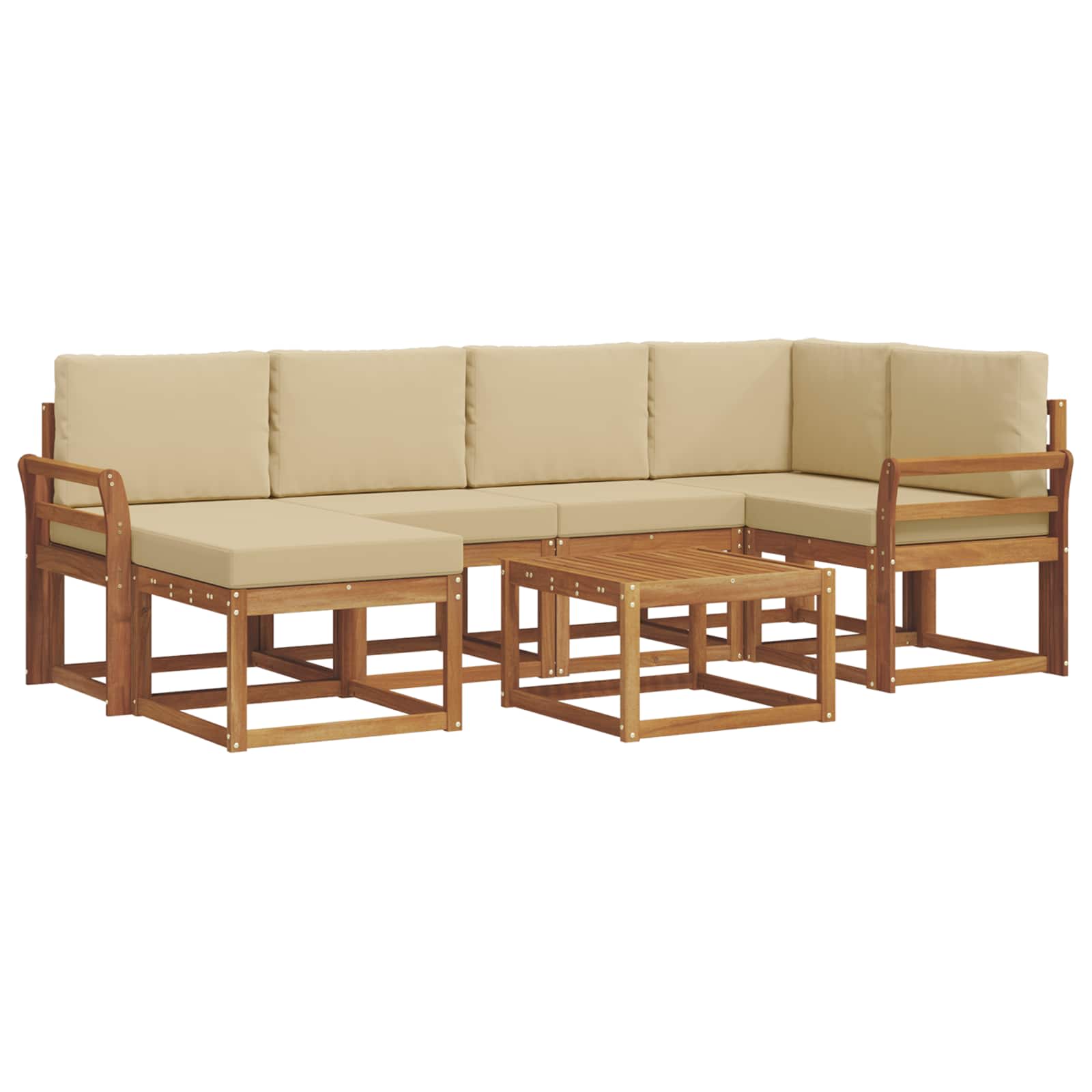 Set di divani da esterno con cuscino 7 pcs Naturale e Beige | homemem39