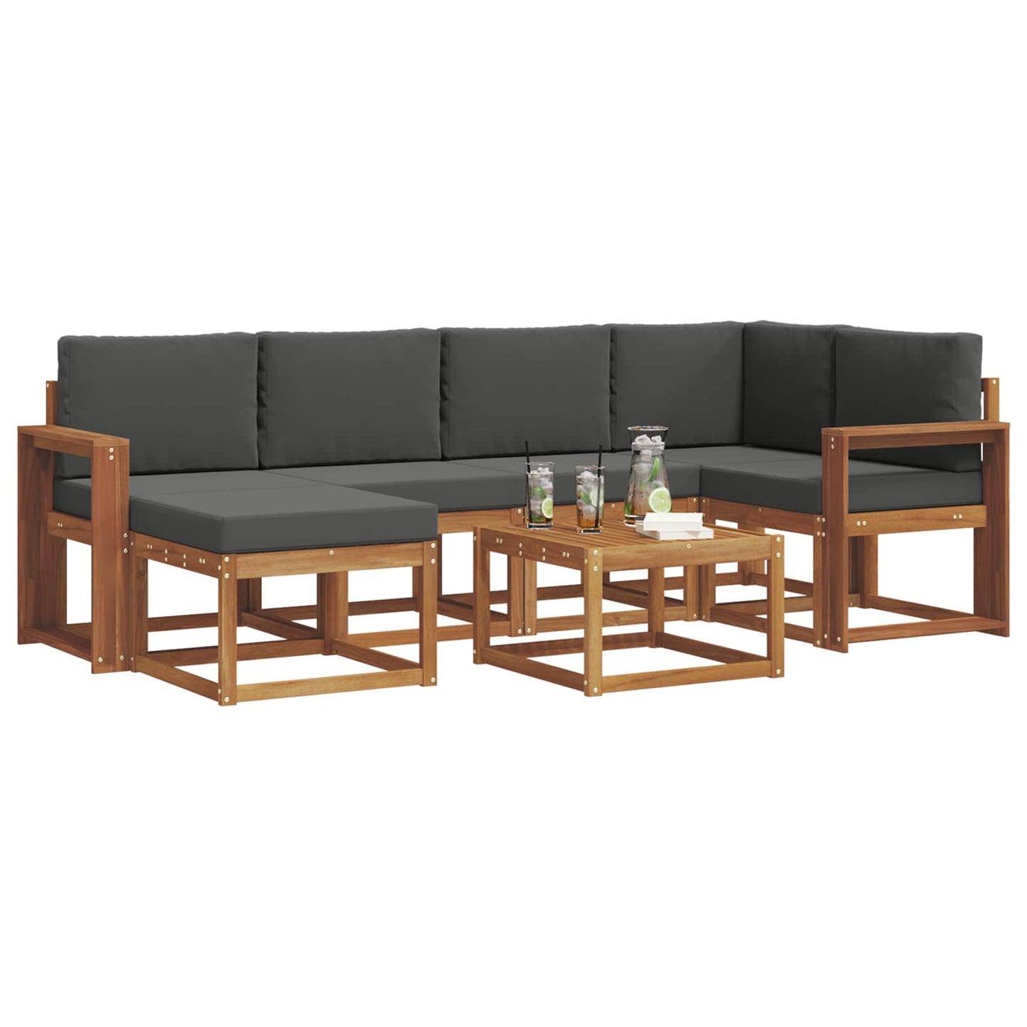 Set di divani da esterno con cuscino 7 pcs Naturale e Antracite | homemem39