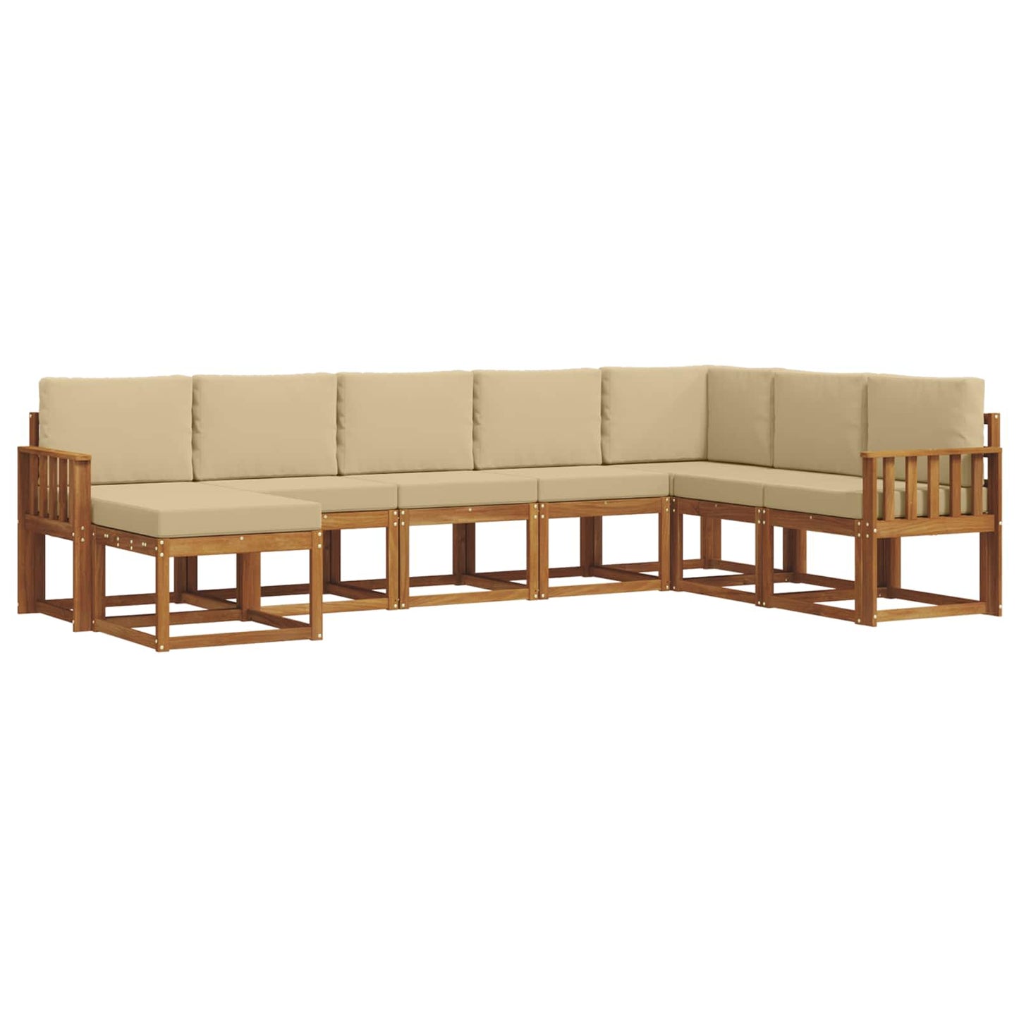 Set di divani da esterno con cuscino 8 pcs Naturale e Beige | homemem39