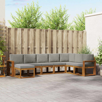Set di divani da esterno 8 pz Grigio Naturale e Chiaro