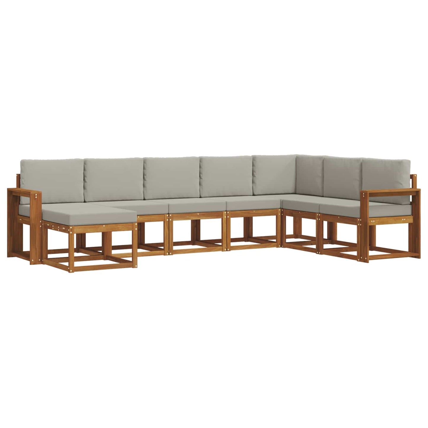 Set di divani da esterno 8 pz Grigio Naturale e Chiaro