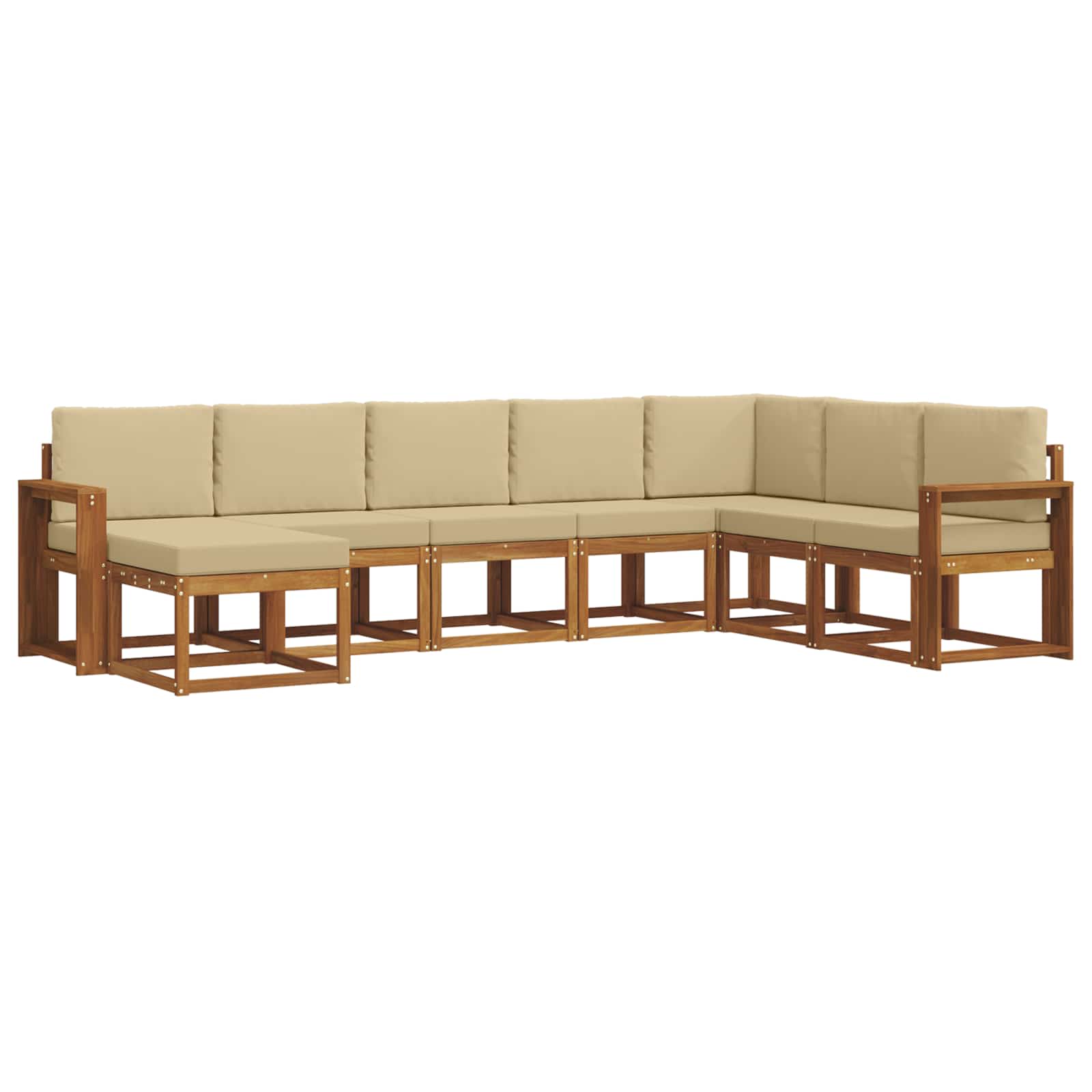 Set di divani da esterno con cuscino 8 pcs Naturale e Beige | homemem39