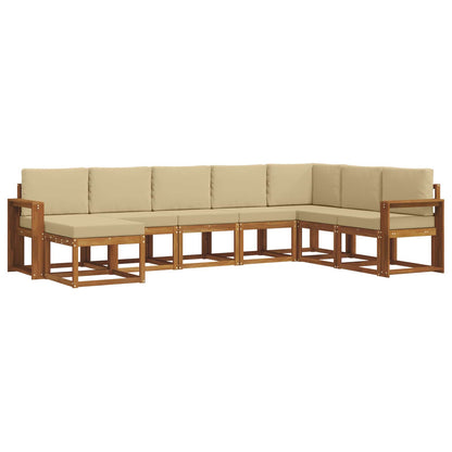Set di divani da esterno con cuscino 8 pcs Naturale e Beige | homemem39