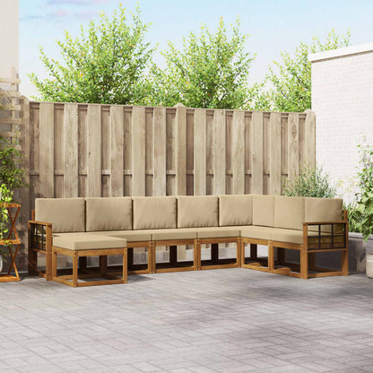 Set di divani da esterno con cuscino 8 pcs Naturale e Beige | homemem39