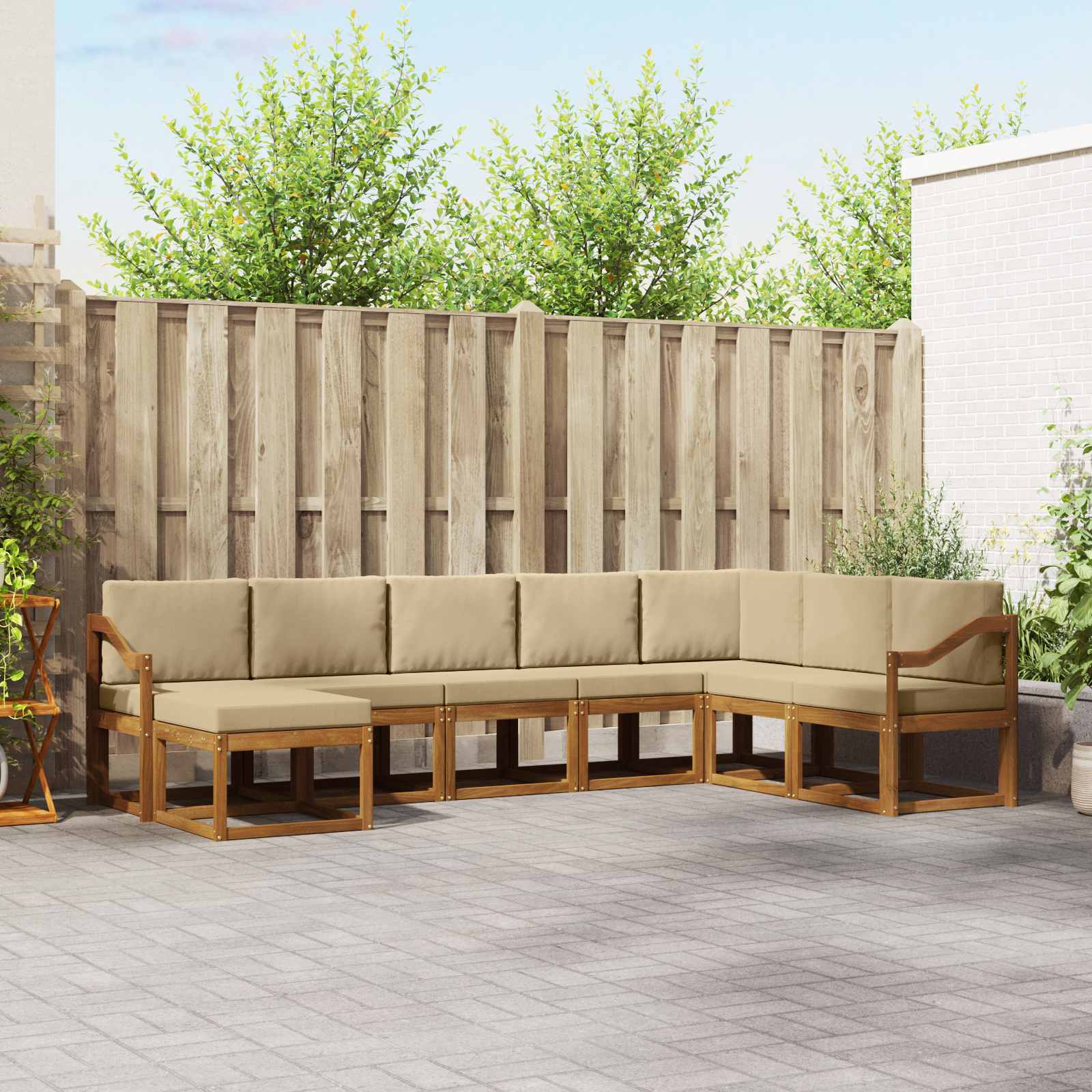 Set di divani da esterno con cuscino 8 pcs Naturale e Beige | homemem39