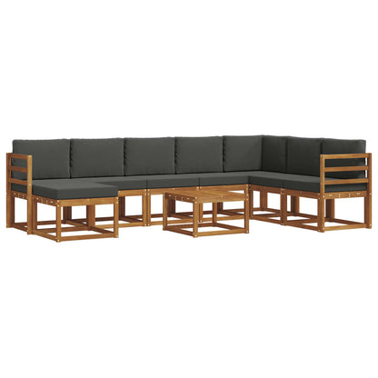 Set di divani da esterno con cuscino 9 pcs Naturale e Antracite | homemem39