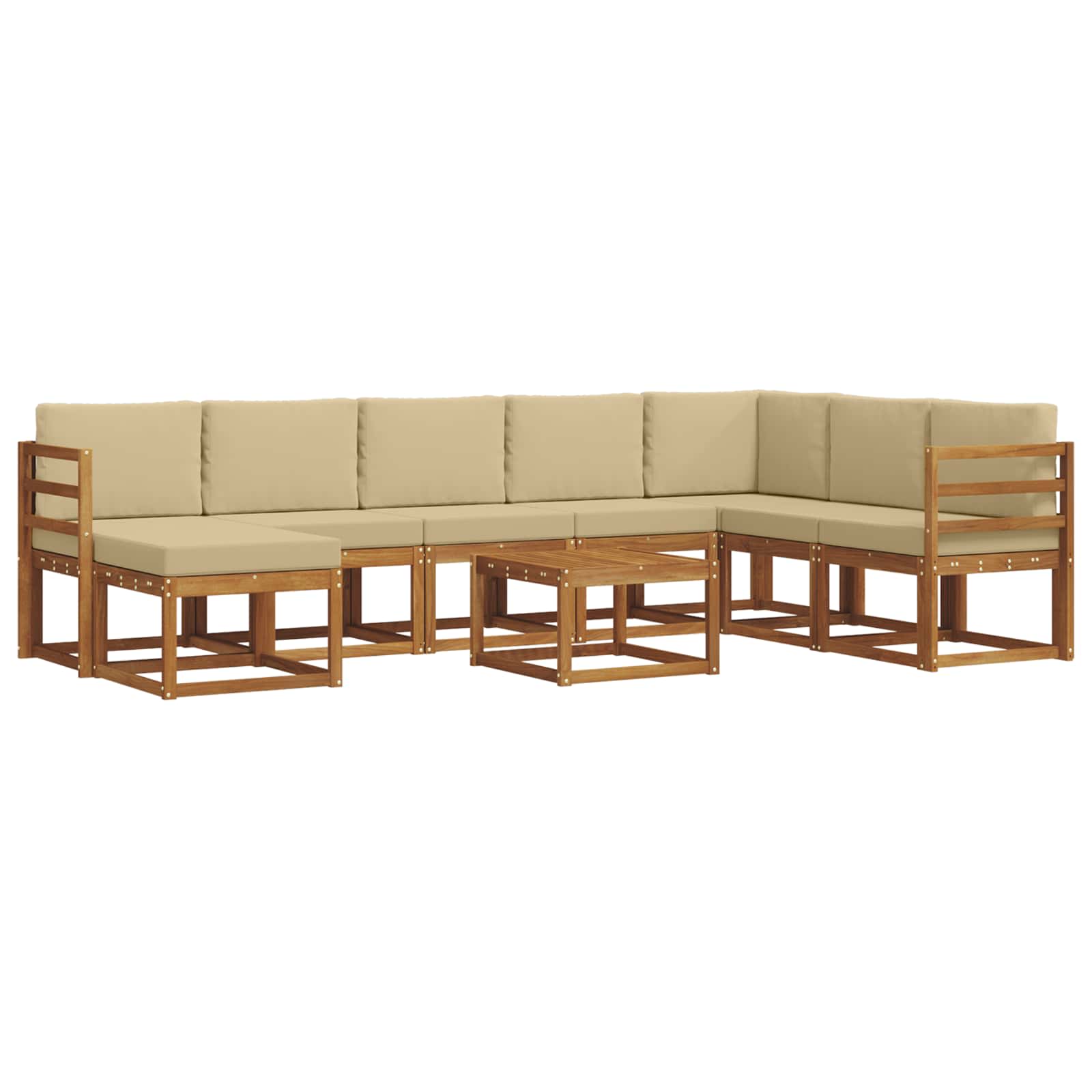 Set di divani da esterno con cuscino 9 pcs Naturale e Beige | homemem39