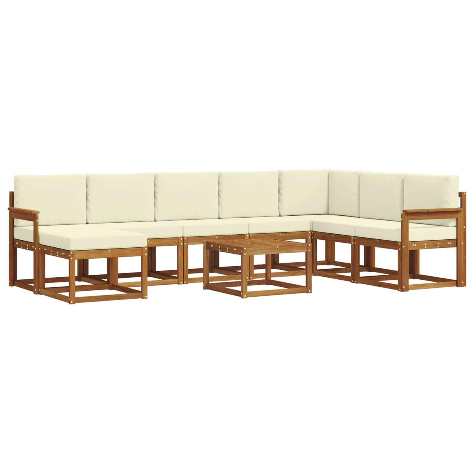 Set di divani da esterno con cuscino 9 pcs Naturale e Crema | homemem39
