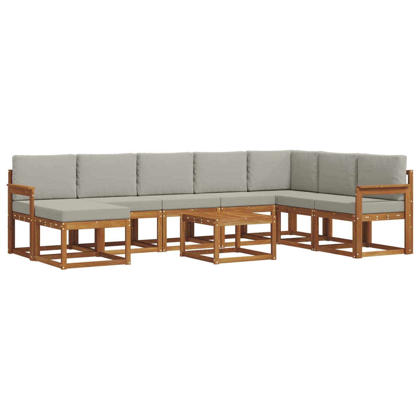 Set di divani da esterno 9 pcs Grigio Naturale e Chiaro | homemem39