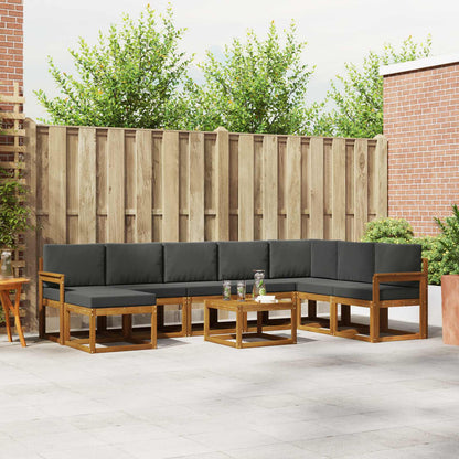 Set di divani da esterno con cuscino 9 pcs Naturale e Antracite