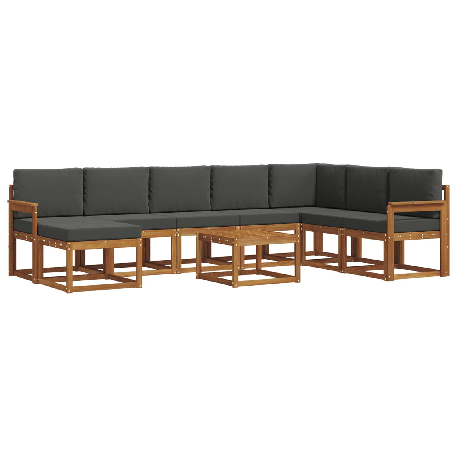 Set di divani da esterno con cuscino 9 pcs Naturale e Antracite | homemem39
