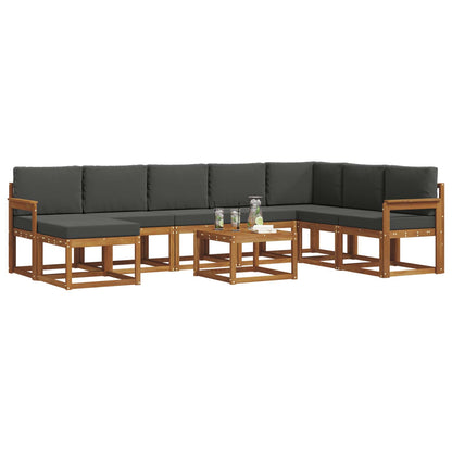 Set di divani da esterno con cuscino 9 pcs Naturale e Antracite | homemem39