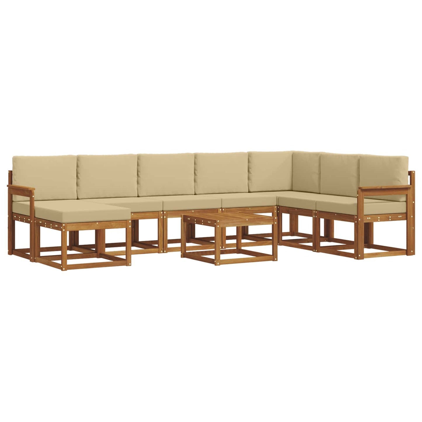 Set di divani da esterno con cuscino 9 pcs Naturale e Beige | homemem39