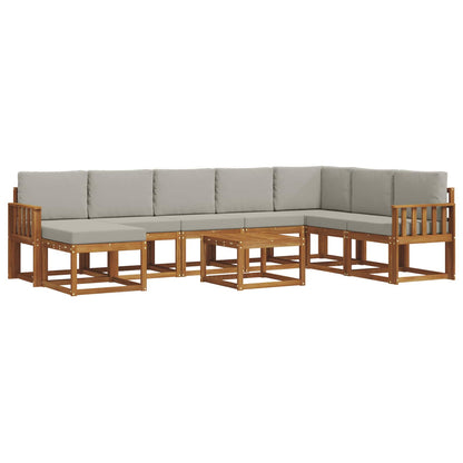 Set di divani da esterno 9 pcs Grigio Naturale e Chiaro | homemem39