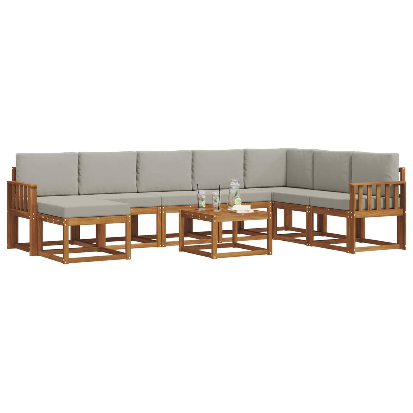 Set di divani da esterno 9 pcs Grigio Naturale e Chiaro | homemem39